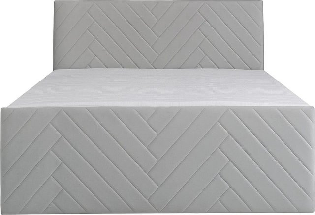 Vente-unique Boxspringbett Makana in Lichtgrau mit Samtbezug, B/T: 160 x 200 cm - Bild 1