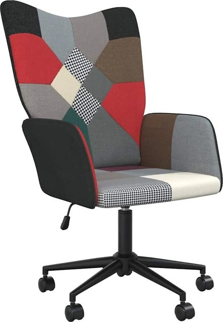 vidaXL Relaxsessel Patchwork Stoff in Multicolour und Schwarz mit 360 Grad Drehsitz und Rollen - Bild 1