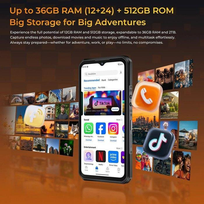 OUKITEL WP66 5G Robustes Smartphone mit 512 GB Speicher, 11000 mAh Akku, 6,6 Zoll FHD+ Doppelbildschirm, Android 16 und NFC in Schwarz - Bild 2