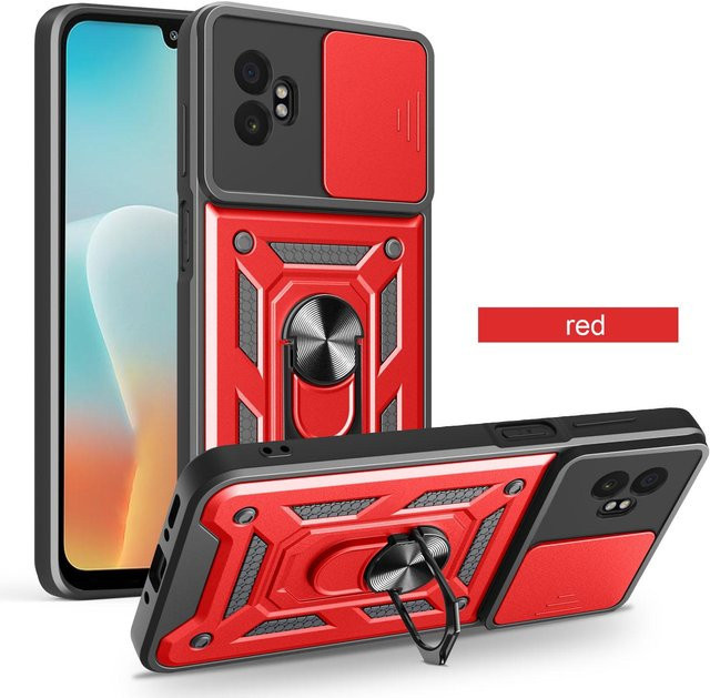 Armor Kickstand Schutzhülle für Samsung Galaxy Xcover 7 Pro und Xcover7 mit Linsenschutz, magnetischem Ringhalter und Coque-Funktion in Rot - Bild 1
