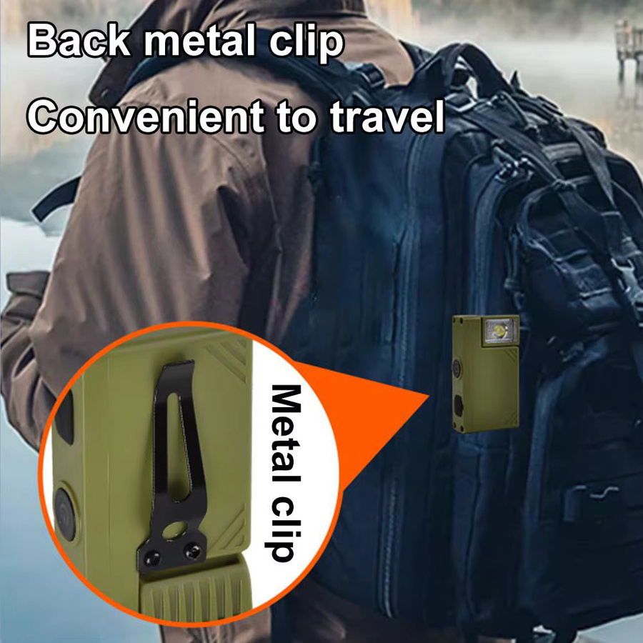 Heinast Mini-EDC-Taschenlampe aus Aluminium mit USB-Ladefunktion, drehbarem Kopf, Stiftclip und roter sowie blauer Notbeleuchtung in Schwarz - Bild 2