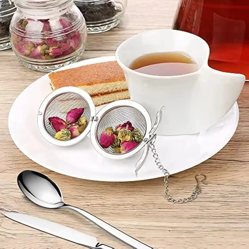 Edelstahl-Teekugel mit feinem Mesh-Sieb in Silber für losen Tee - Bild 2