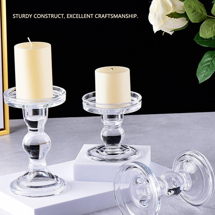 Fishine Kerzenleuchter-Set aus Glas in Transparent, 3 Stück für Hochzeit und romantische Anlässe - Bild 3
