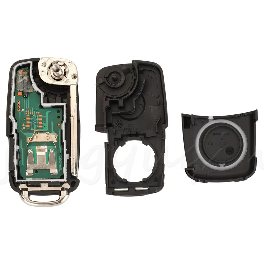 Jingyuqin Autofernbedienung mit 4 Tasten und ID48 Chip für Volkswagen Sharan Multivan Caravelle, Schwarz, 315/433MHz - Bild 3
