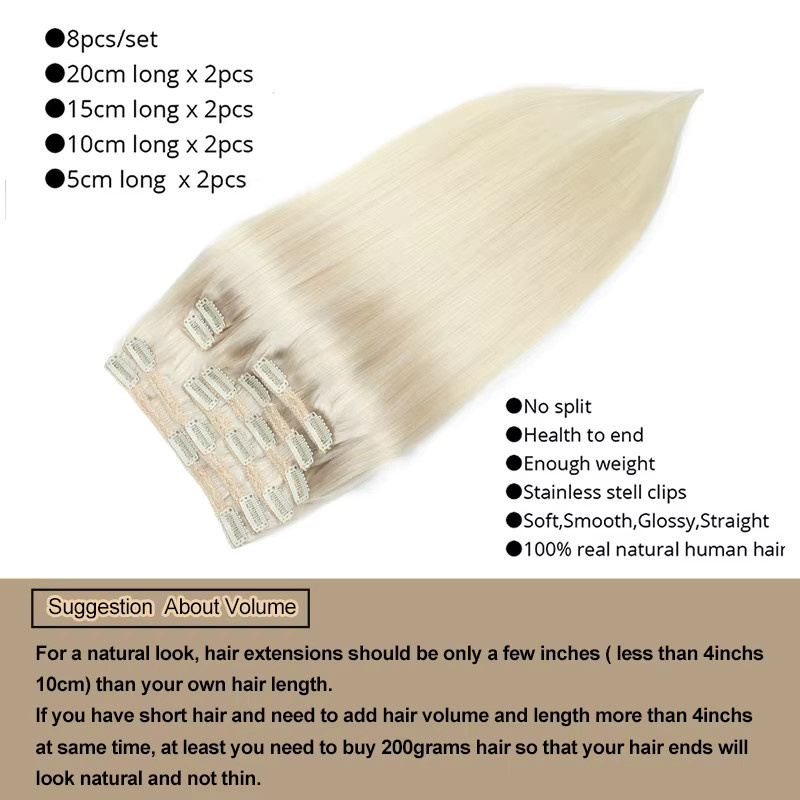 MRSHAIR Clip-in-Haarverlängerung Echthaar, blond, Unisex - Bild 2