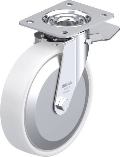 Blickle Lenkrolle LE-PPN 200R-ST-FA mit Feststeller, Rad-Durchmesser: 20 cm, Tragfähigkeit: 300 kg, verzinkt und weiß - Bild 1