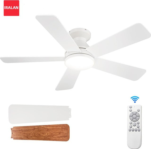 IRALAN LED Deckenventilator mit Fernbedienung, moderne runde Deckenleuchte in Weiß für Wohnzimmer und Küche - Bild 1