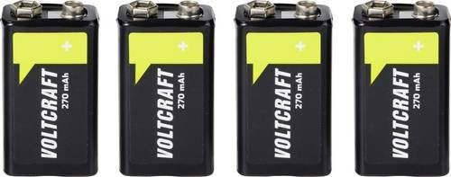 Voltcraft 9V Block-Akku NiMH 270 mAh 8.4V Schwarz 4er-Pack - Bild 1