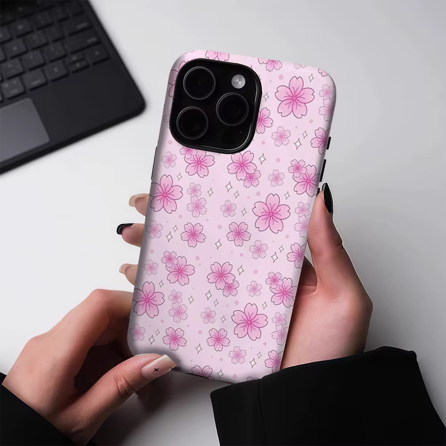 Potdemiel Handyhülle Blush Pink Cherry Blossom für iPhone 17 16 15 14 13 Pro Max Plus mit magnetischer doppelschichtiger robusten Schutzhülle - Bild 2