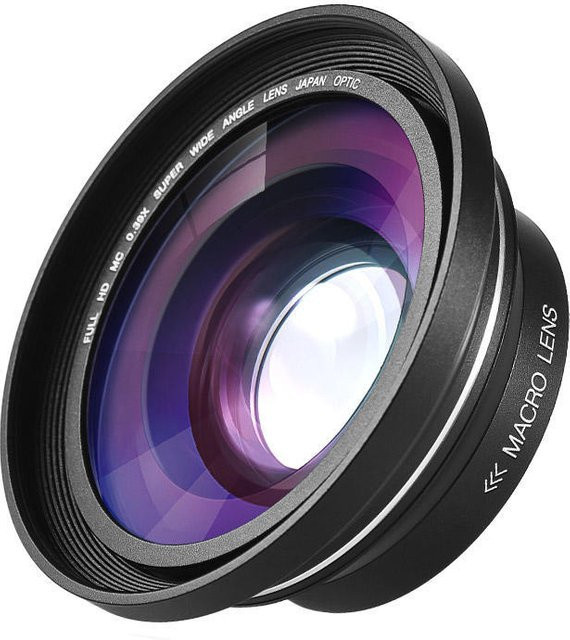 Ordro Full HD Weitwinkel-Makroobjektiv für Digital-Videokameras in Schwarz - Bild 1