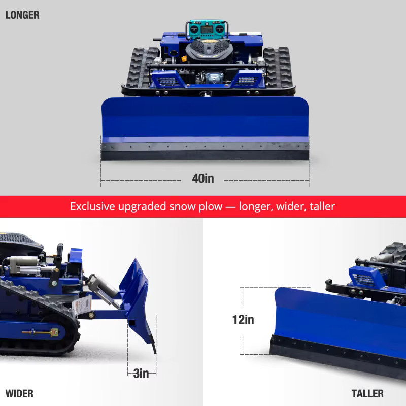 Ferngesteuerter RC-Rasenmäher in Blau mit Schneeschaufel und wiederaufladbarem Akku für den Hausgarten - Bild 3