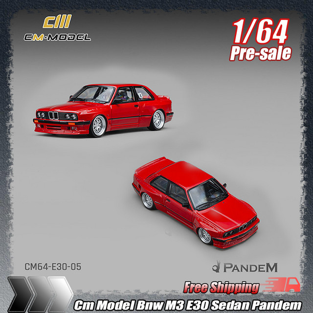 Bburago BMW M3 E30 Limousine Pandem Rocket Bunny, Modellauto, 1:64, Metall, Rot - Bild 1