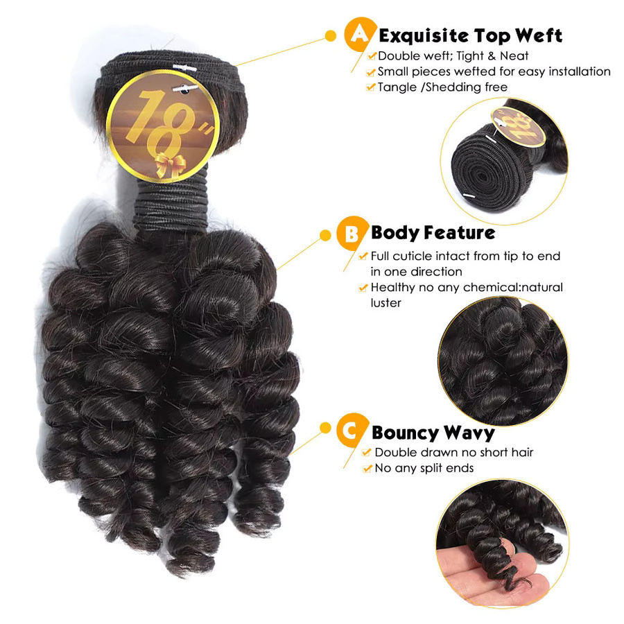 Funmi Bouncy Curly Echthaar-Bündel, 4 x 4-Spitzenverschluss, Unisex - Bild 3