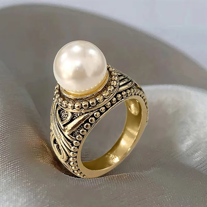 Huitan Ring, goldfarben, Perle, Damen - Bild 4