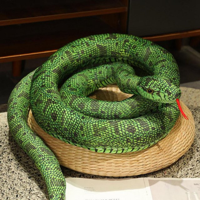 Binchi Fitness Python-Plüschtier, lange Schlange, gelb, orange, grün, 110cm, ab 14 Jahren - Bild 1