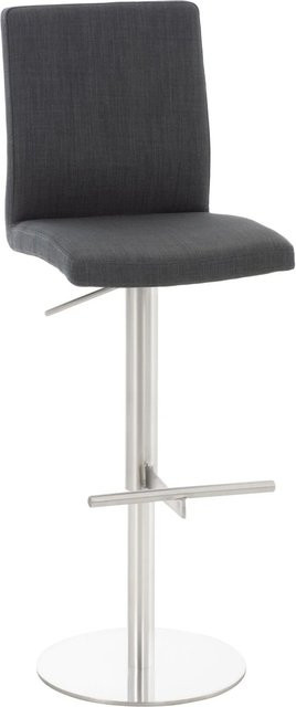 DELUKE Barhocker DIVER höhenverstellbarer Barstuhl mit Lehne, drehbar, Stoff Dunkelgrau, Silber, B/T/H: 40 x 49 x 93 cm - Bild 1