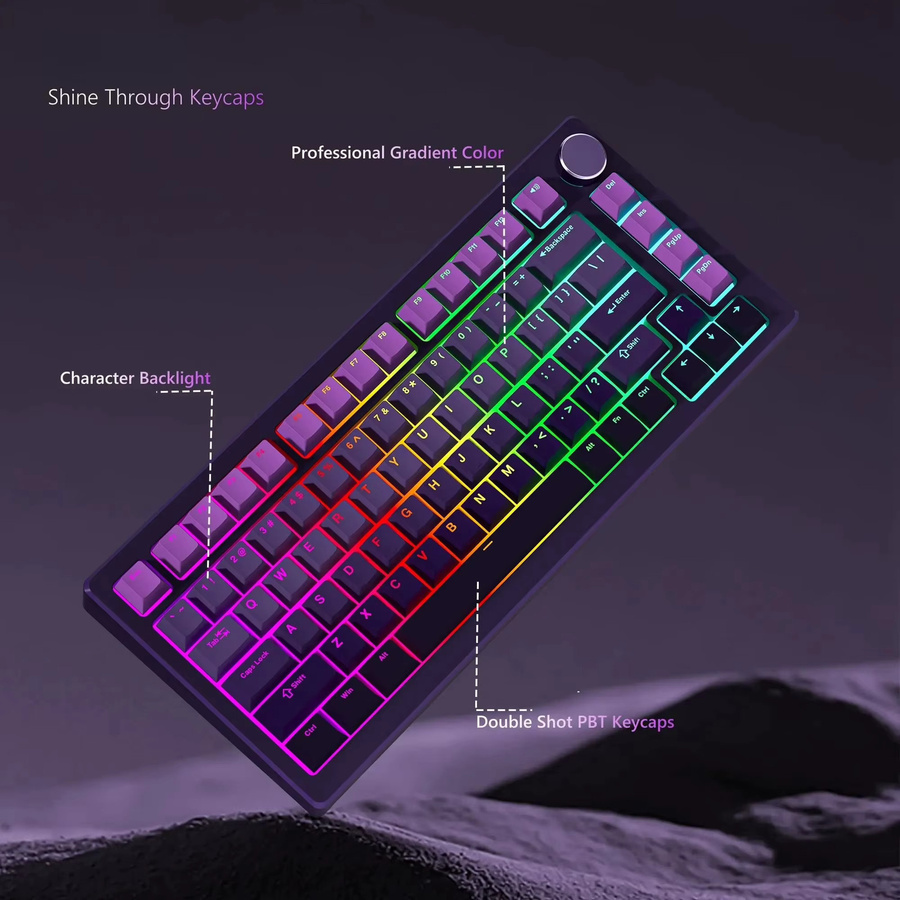 134 PBT Double-Shot Keycaps Lavendel-Lila und Weiß für mechanische Tastaturen mit Cherry und Gateron MX Schaltern - Bild 2