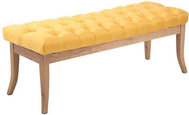 TPFLiving Sitzbank Romeo Chesterfield aus Stoff in Gelb antik-hell - Bild 1