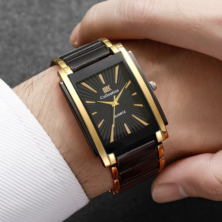 yolako Armbanduhr, Quarz, Edelstahl, Gold, rechteckig, Herren - Bild 2