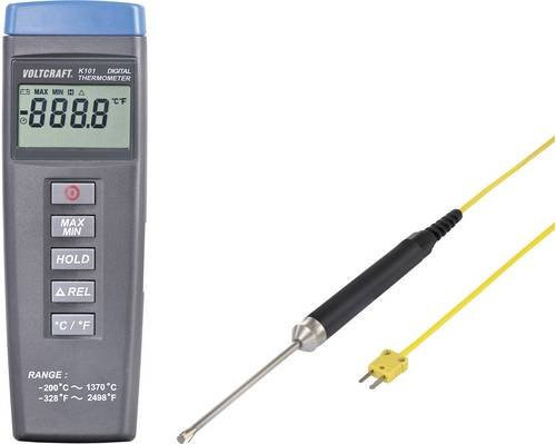 Voltcraft K101 + TP 207 Temperatur-Messgerät mit Fühler-Typ K in Grau - Bild 1