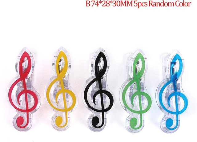 5 Stück LYF Musiknoten-Klemmen aus Kunststoff und Stahl in Multicolour für Notenmappen und Buchpapier - Bild 1