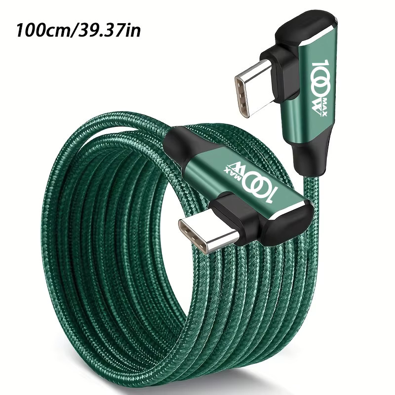 USB-C auf USB-C Schnellladekabel mit 100W in Grün für iPhone 16, 15 Pro Max und Samsung Galaxy S24, S23, S22, S21, S20, S10 - Bild 2
