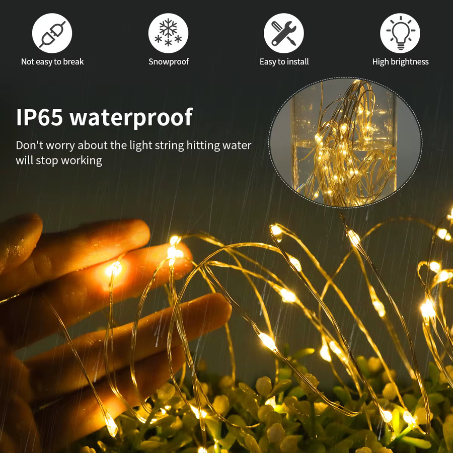 MALITAI LED Lichterkette aus Kupferdraht, 100m wasserdichte SMD LED String Lights für Outdoor, Garten und Weihnachten, 220V - Bild 2