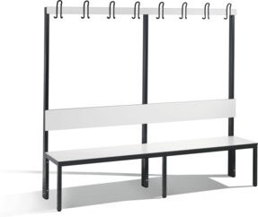 C+P Garderobenbank Basic Plus mit Rückenlehne, Gestell Schwarzgrau, Dekor Weiß, H: 165,0 cm, B: 196,0 cm, T: 40,7 cm - Bild 1