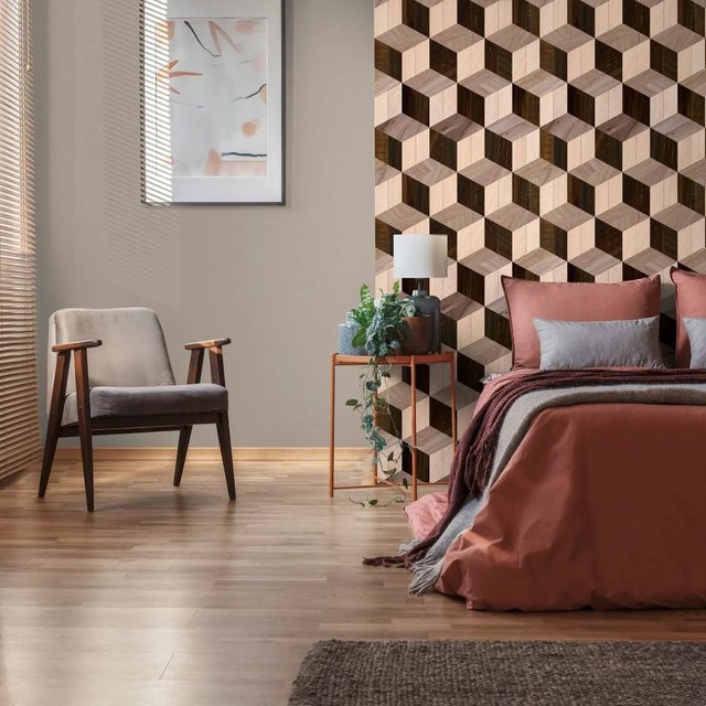 PROFHOME 398331-GU Fototapete 3D in Holzoptik, Farbe Braun und Beige, B: 1,59 m, H: 2,80 m - Bild 1