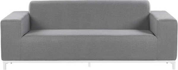Beliani Gartensofa Grau Weiss mit Polsterung aus Aluminium und UV-beständigem Polyester, H x B x T: 66 x 182 x 84 cm