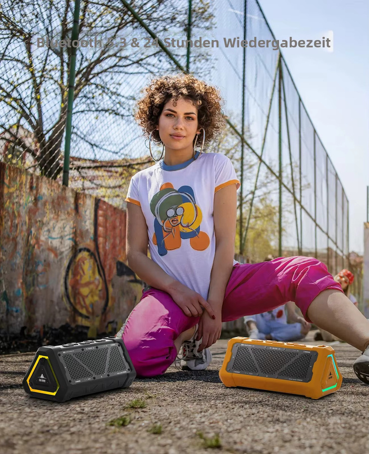 MLOVE P3 Bluetooth-Lautsprecher in Schwarz mit 40 W Ausgangsleistung, IPX7 wasserdicht, Stereo-Sound und RGB-Licht - Bild 2
