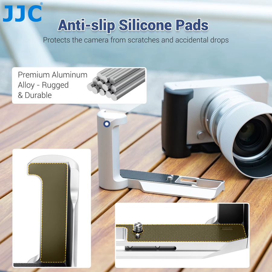 JJC Metall-Handgriff in Silber für Sigma BF mit L-Form und integriertem Arca-Design - Bild 3