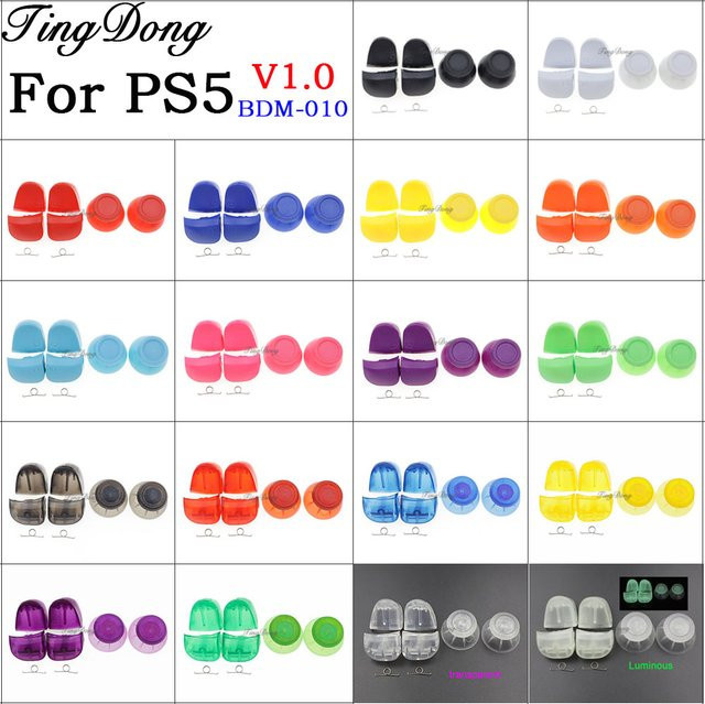TingDong Controller-Tasten Set für PS5 V1.0 BDM-010 in Schwarz mit Analog-Stick-Abdeckungen, Thumbstick-Kappen und L1 R1 L2 R2 Game Trigger-Tasten inklusive Federn - Bild 1
