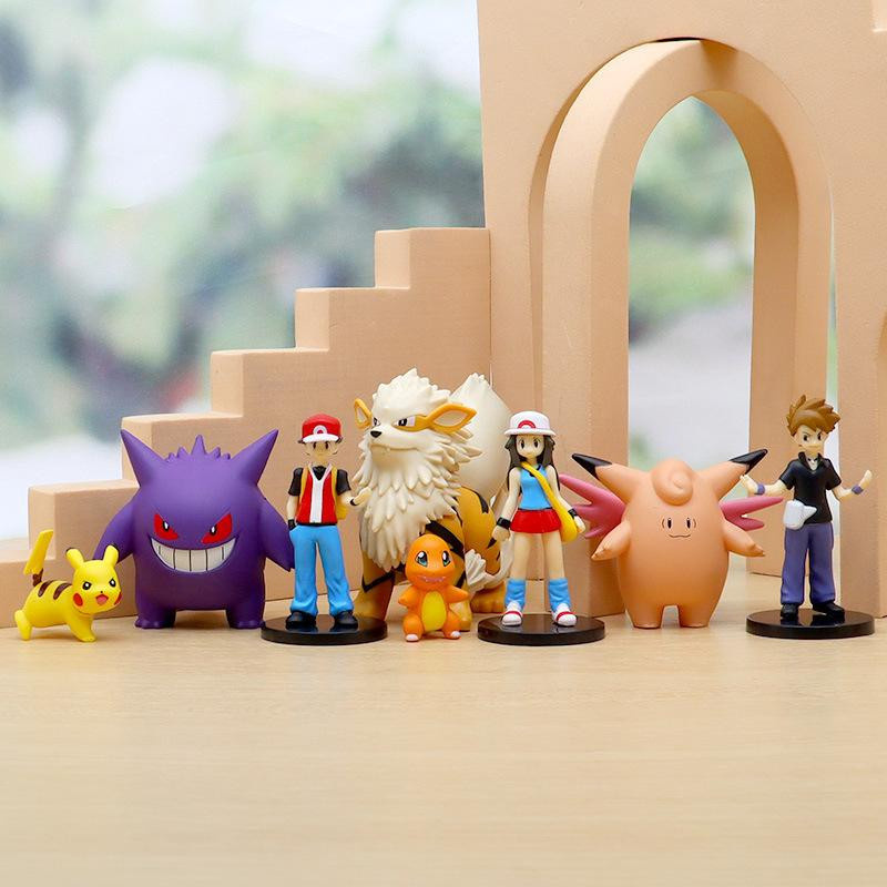 Yiran toy 1 Pokemon Anime Figuren Scale World Trainer Rot Pikachu Glurak Gengar Actionfiguren Set - Bild 2