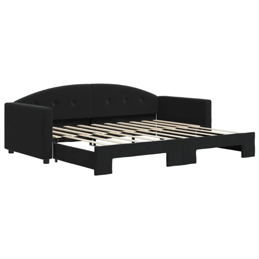 vidaXL Tagesbett ausziehbar in Schwarz mit Samtbezug und Schublade B/T/H: 90 x 190/200 cm - Bild 2