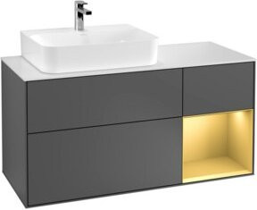 V&B Finion Waschtischunterschrank mit Wandbeleuchtung und linkem Regal in Anthrazit, Breite: 120 cm, Tiefe: 50,1 cm, Höhe: 50,1 cm - Bild 1