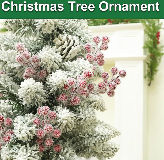 ZQCY Künstliche Holly Pflanze mit roten Beeren für Weihnachtsdekoration und Hochzeiten in Rot - Bild 1