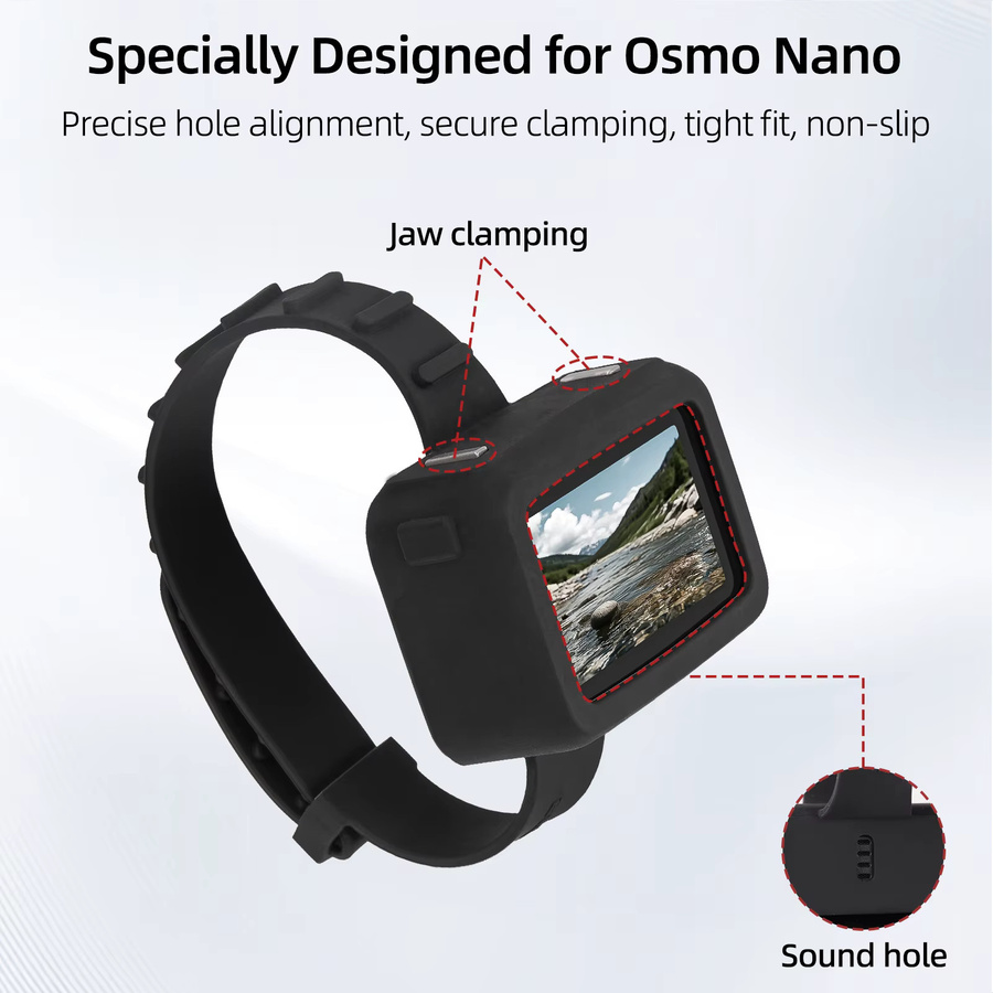 DJI Osmo Nano Vision Dock Silikonarmband Schutzhülle in Schwarz, stoßfeste Anti-Scratch Abdeckung für Handgelenkhalterung - Bild 2
