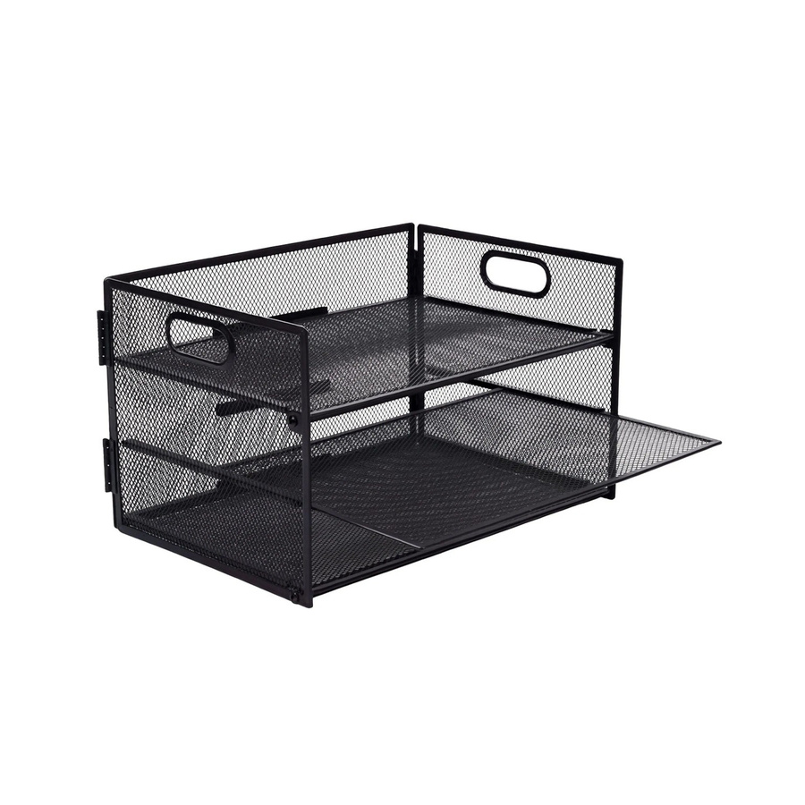 Relaxdays Dokumentenablage aus Metall mit 3 herausziehbaren Fächern, Schwarz, B: 32,5 cm, T: 20,5 cm, H: 23,5 cm - Bild 2
