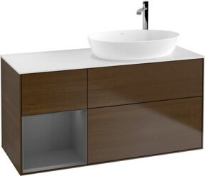 V&B Waschtischunterschrank Finion Wandbeleuchtung Walnuss in Lackierung, Breite: 120 cm, Tiefe: 50,1 cm, Höhe: 50,1 cm - Bild 1
