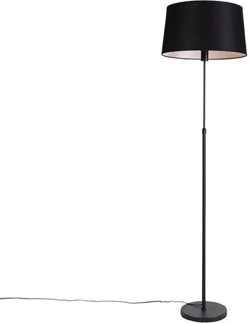 QAZQA Stehlampe Schwarz mit Leinenschirm, dimmbar und höhenverstellbar, modern aus Metall - Bild 1