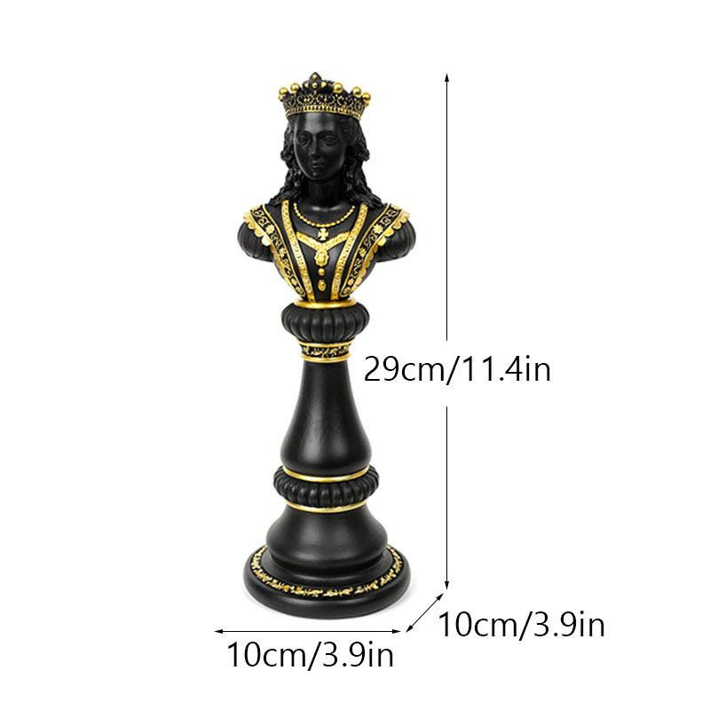 Yiran Furniture Schach Figuren aus Harz als dekorative Ornamente in Schwarz und Weiß für Schreibtisch und Weinschrank - Bild 3