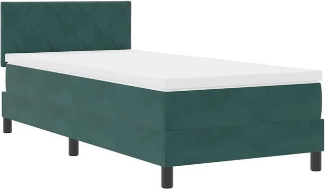 vidaXL Boxspringbett mit Matratze aus Stoff in Dunkelgrün, B/T/H: 90 x 190 x 88 cm - Bild 1