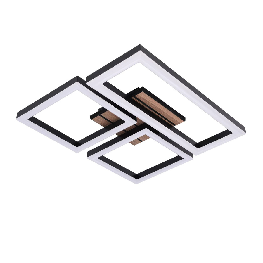 Nettlife LED Deckenlampe in Schwarz und Holzoptik, moderne eckige Deckenleuchte mit 21W und 3000K Warmweiß, Durchmesser: 37 cm - Bild 5