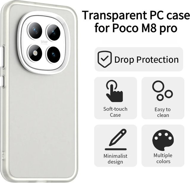 Stoßfeste Handyhülle von Xiaomi für Redmi 15 Pro Plus, Redmi 15 Pro, Poco M8 Pro und Poco M8 in Transparent oder Schwarz, minimalistisches Design mit mattierter Oberfläche - Bild 1