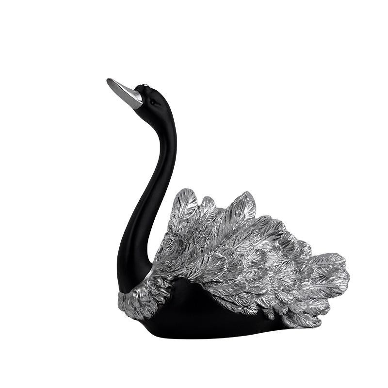 Yiran Furniture Schwan Ornamente Paar in Schwarz aus Kunstharz zur Dekoration für Wohnzimmer und Eingangsbereich - Bild 5