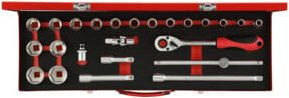 Gedore Steckschlüssel-Satz 1/2 Zoll 24-teilig in Rot, Silber und Schwarz aus Chrom-Vanadium und Edelstahl - Bild 1