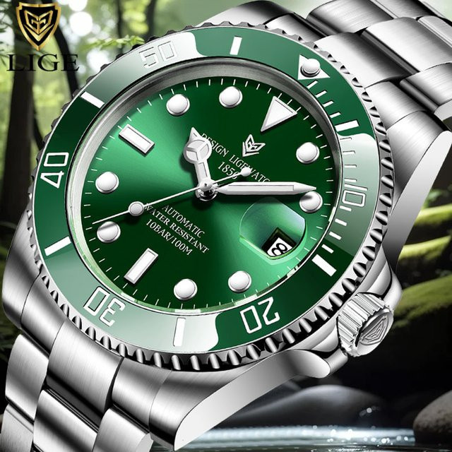 LIGE Armbanduhr Automatik, Edelstahl, Blau, Herren - Bild 1