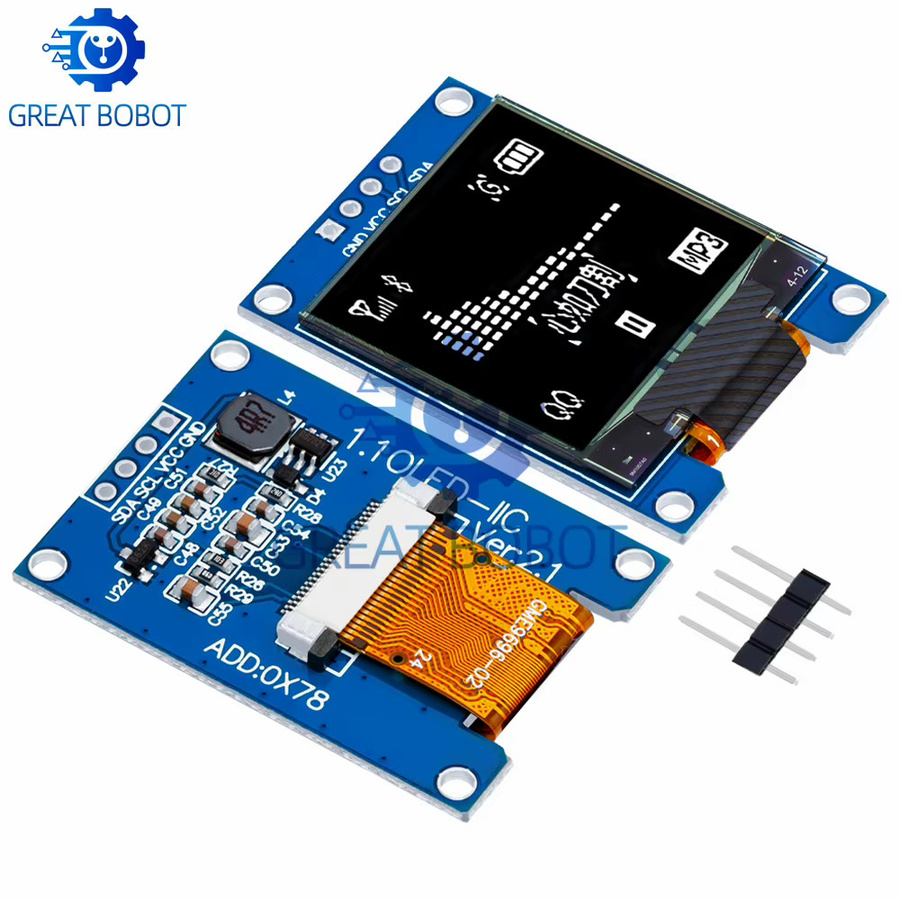 Baishundianzi SH1107 OLED-Bildschirm 1,1 Zoll Weiß mit 4PIN SPI und 7PIN Schnittstelle für Arduino-Projekte, B/H/T: 96 x 96 mm - Bild 4