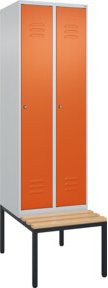 C+P Spind Classic PLUS Garderobenschrank mit Sitzbank, 2 Abteile, Zylinderschloss, 3 Garderobenhaken, B/H/T: 212,0 x 81,5 x 60,0 cm - Bild 1